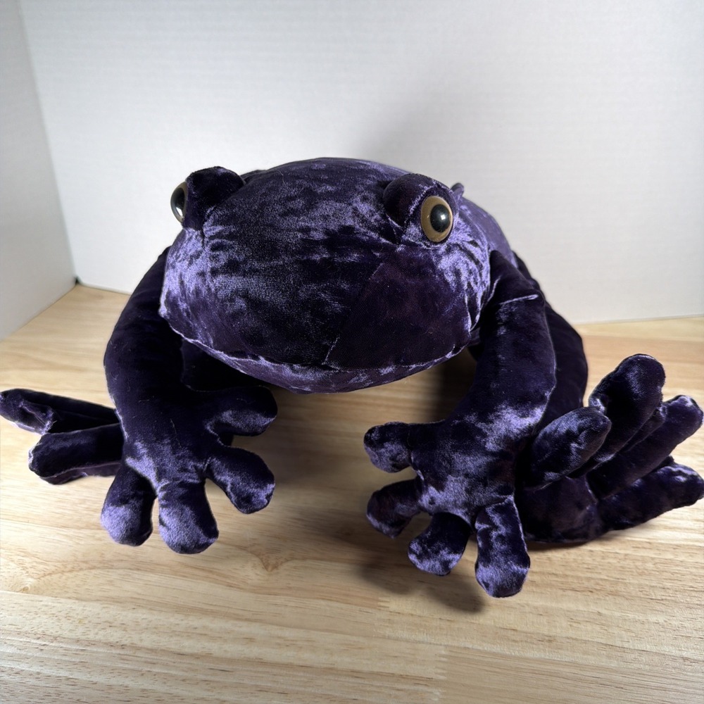 Vintage Commonwealth Plush Purple Crushed Velvet Frog Stuffed Animal 21" Rare